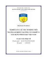 Nghiên cứu các yêu tố động viên người lao động tại công ty cơ khí và xây dựng posco ec việt nam 