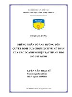 Những nhân tố ảnh hưởng đến quyết định lựa chọn dịch vụ kế toán của các doanh nghiệp tại thành phố hồ chí minh