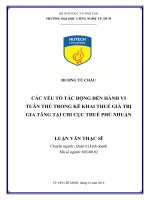 Các yếu tố tác động đến hành vi tuân thủ trong kê khai thuế giá trị gia tăng tại chi cục thuế phú nhuận 