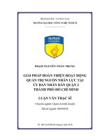 Giải pháp hoàn thiện hoạt động quản trị nguồn nhân lực tại ủy ban nhân dân quận 2 thành phố hồ chí minh 