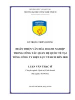 Hoàn thiện văn hóa doanh nghiệp trong công tác quan hệ quốc tế tại tổng công ty điện lực TP HCM đến 2020 