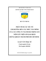 Phân tích các yếu tố ảnh hưởng đến cấu trúc tài chính của các công ty ngành bất động sản niêm yết trên sở giao dịch chứng khoán thành phố hồ chí minh 