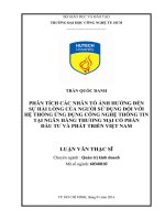 Phân tích các nhân tố ảnh hưởng đến sự hài lòng của người sử dụng đối với hệ thống ứng dụng công nghệ thông tin tại ngân hàng thương mại cổ phần đầu tư và phát triển việt nam