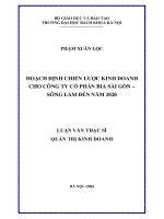 Hoạch định chiến lược kinh doanh cho công ty cổ phần bia sài gòn – sông lam đến năm 2020 