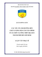 Các yếu tố ảnh hưởng đến chất lượng báo cáo tài chính ở các đơn vị công trên địa bàn thành phố hồ chí minh 