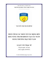 Phân tích các nhân tố tác động đến khả năng thanh khoản tại các ngân hàng thương mại việt nam 