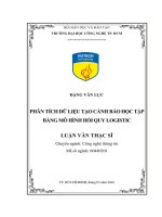 Phân tích dữ liệu tạo cảnh báo học tập bằng mô hình hồi quy logistic 