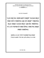 Vận dụng kết hợp giáo dục truyền thống quân đội trong dạy hock giáo dục quốc phòng và an ninh ở trường trung học phổ thông 