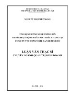 Ứng dụng công nghệ thông tin trong hoạt động chăm sóc khách hàng tại Công ty VTC Công nghệ và Nội dung số