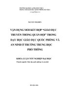 Vận dụng kết hợp giáo dục truyền thống quân đội trong dạy hock giáo dục quốc phòng và an ninh ở trường trung học phổ thông 