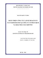 Hoàn thiện công tác lập kế hoạch sản xuất kinh doanh tại Công ty Cổ phần Dịch vụ Khai thác Dầu khí PTSC
