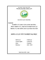 Nghiên cứu khả năng sinh trưởng, phát triển của một số tổ hợp ngô lai trong vụ thu Đông 2014 tại Thái Nguyên