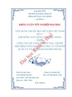 Vận dụng Chuẩn mực kế toán Việt Nam số 15- Hợp đồng xây dựng vào việc hoàn thiện công tác kế toán doanh thu, chi phí hợp đồng xây dựng tại Công ty cổ phần Quản lý và Xây dựng đường bộ 494