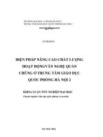 Biện pháp nâng cao chất lượng hoạt động văn nghệ quần chúng ở trung tâm giáo dục quốc phòng hà nội 2 