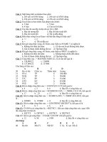 Câu hỏi trắc nghiệm phần Excel