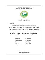 Nghiên cứu khả năng sinh trưởng, phát triển của một số giống cam đầu dòng tại trường Đại học Nông Lâm Thái Nguyên