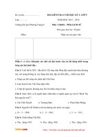 Đề thi học kì 1 môn Lịch sử - Địa lý lớp 5 trường tiểu học Phương Trung 2, Hà Nội năm 2015 - 2016