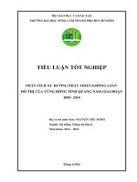 Phân tích xu hướng phát triển không gian đô thị của vùng Đông tỉnh Quảng Nam giai đoạn 2005 - 2010