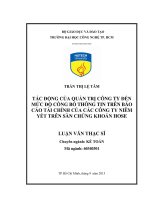 Tác động của quản trị công ty đến mức độ công bố thông tin trên báo cáo tài chính của các công ty niêm yết trên sàn chứng khoán hose