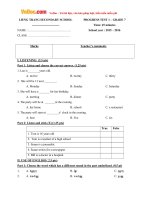 Bộ đề ôn thi học kỳ 1 môn tiếng Anh lớp 7 trường THCS Liêng Trang, Lâm Đồng CÓ ĐÁP ÁN