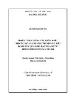 Hoàn thiện công tác kiểm soát chi các dự án chương trình mục tiêu quốc gia qua kho bạc nhà nước thành phố buôn ma thuột 