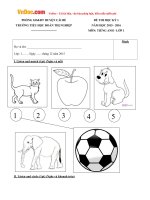 Đề thi học kỳ 1 môn tiếng Anh lớp 1 trường Tiểu học Đoàn Thị Nghiệp, Tiền Giang năm học 2015 - 2016 có file nghe và đáp án