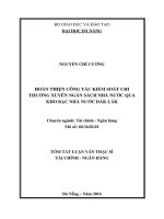Hoàn thiện công tác kiểm soát chi thường xuyên ngân sách nhà nước qua kho bạc nhà nước đăk lăk (tt)