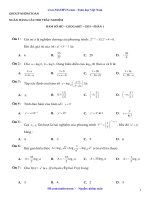 81 Câu trắc nghiệm Toán lớp 12 phần LogaritCó đáp án