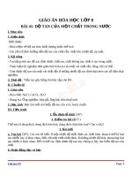 độ tan của một chất trong nước