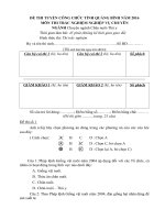 Đề thi tuyển công chức ngành chăn nuôi thú y tỉnh quảng bình năm 2016 (môn thi trắc nghiệm) 