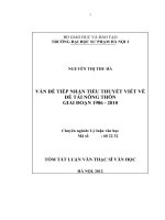 Vấn đề tiếp nhận tiểu thuyết viết về đề tài nông thôn giai đoạn 1986 - 2010
