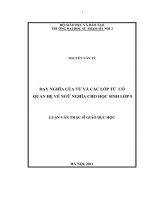 Dạy nghĩa của từ và các lớp từ có quan hệ về ngữ nghĩa cho học sinh lớp 5