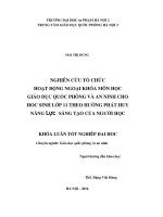Nghiên cứu tổ chức hoạt động ngoại khóa môn học giáo dục quốc phòng và an ninh cho học sinh lớp 11 theo hướng phát huy năng lực sáng tạo của người học