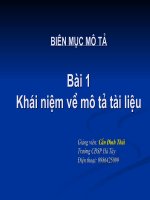 [Biên mục mô tả] Bài 1. Khái niệm về mô tả tài liệu