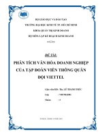 Tiểu luận môn lập kế hoạch kinh doanh phân tích văn hóa doanh nghiệp của tập đoàn viễn thông viettel 