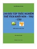 240 bài tập trắc nghiệm thể tích khối nón trụ cầu