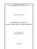 Vấn đề đời sống văn hóa của người lao động việt nam trên báo điện tử (khảo sát báo lao động online, lao động thủ đô online, người lao động online từ tháng 