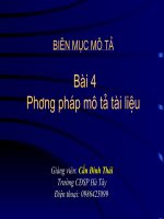 Biên mục mô tả Bài 4. Phuơng pháp mô tả tài liệu