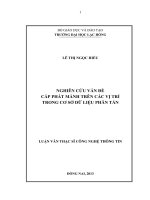 NGHIÊN CỨU VẤN ĐỀ CẤP PHÁT MẢNH TRÊN CÁC VỊ TRÍ TRONG CƠ SỞ DỮ LIỆU PHÂN TÁN