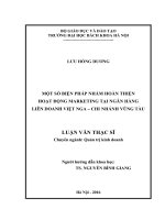 Một số biện pháp nhằm hoàn thiện hoạt động Marketing tại Ngân hàng Liên doanh Việt Nga – Chi nhánh Vũng Tàu