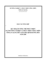 QUY HOẠCH TỔNG THỂ PHÁT TRIỂN NGÀNH NÔNG NGHIỆP VÀ PHÁT TRIỂN NÔNG THÔN TỈNH AN GIANG ĐẾN NĂM 2020, ĐỊNH HƯỚNG ĐẾN NĂM 2030