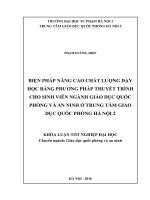 Biện pháp nâng cao chất lượng dạy học bằng phương pháp thuyết trình cho sinh viên ngành giáo dục quốc phòng và an ninh ở trung tâm giáo dục quốc phòng hà nội 2 