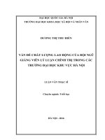 Vấn đề chất lượng lao động của đội ngũ giảng viên lý luận chính trị trong các trường đại học khu vực hà nội 