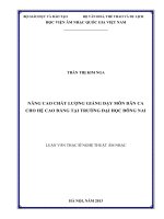 NÂNG CAO CHẤT LƯỢNG GIẢNG DẠY MÔN DÂN CA CHO HỆ CAO ĐẲNG TẠI TRƯỜNG ĐẠI HỌC ĐÔNG NAI