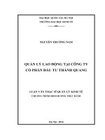 Quản lý lao động tại công ty cổ phần đầu tư thành quang 