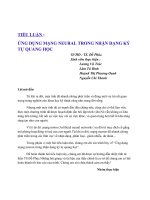 ỨNG DỤNG MẠNG NEURAL TRONG NHẬN DẠNG KÝ TỰ QUANG HỌC