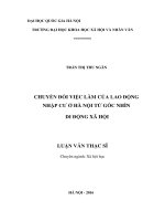 Chuyển đổi việc làm của lao động nhập cư ở hà nội từ góc nhìn di động xã hội 
