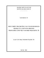 Phát triển thị trường vận tải hành khách nộiđịa của vietnam airlines trong bối cảnh việt nam hội nhập quốc tế 