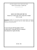 NGHIÊN CỨU ỨNG DỤNG CÔNG NGHỆ THÔNG TIN TRONG QUẢN LÝ SẢN XUẤT CHÈ BÚP TƯƠI AN TOÀN THEO QUY TRÌNH VIETGAP TẠI THÁI NGUYÊN