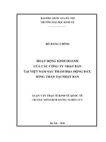Hoạt động kinh doanh của các công ty nhật bản tại việt nam sau thảm họa động đất, sóng thần tại nhật bản 